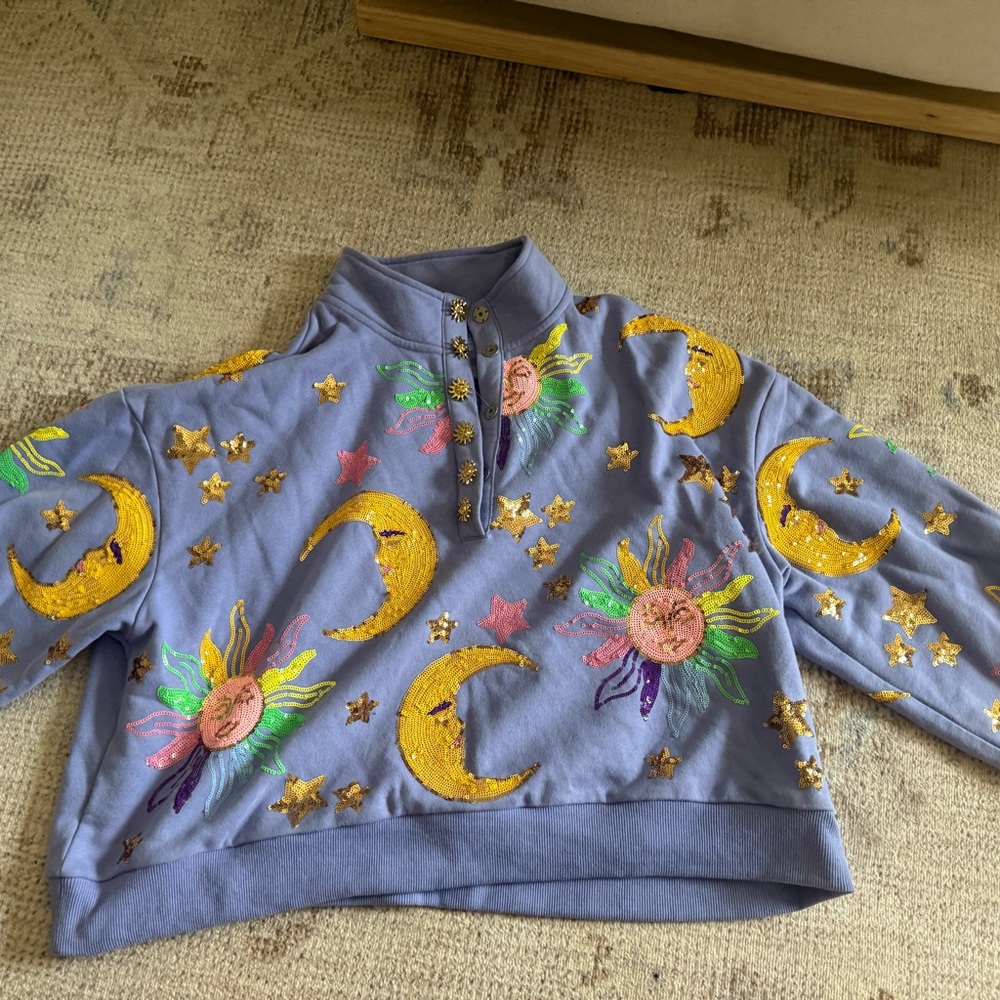 QUEEN OF SPARKLES Lavender Embroidered Sweatshirt